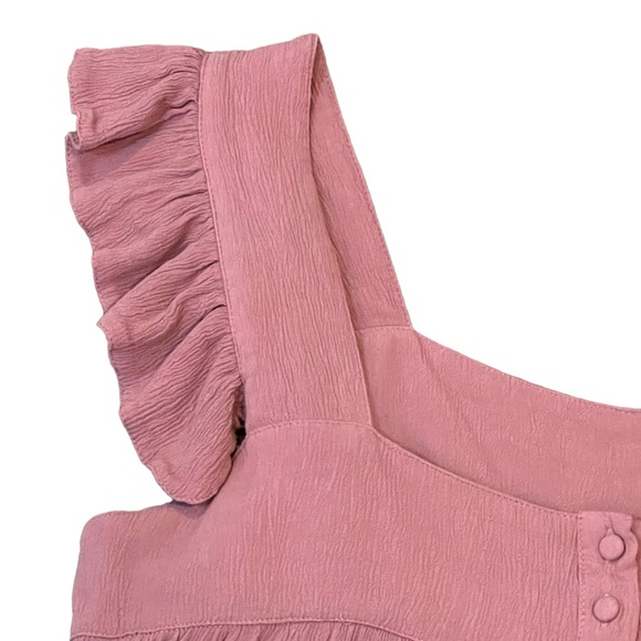 BOHME summer top shirt sleeveless ruffles buttons flowy XL extra large. - Picture 5 of 8